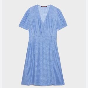 Comptoir Des Cotonniers Silk Memphis Persian Jewel Blue Wrap Dress Size XS NWT
